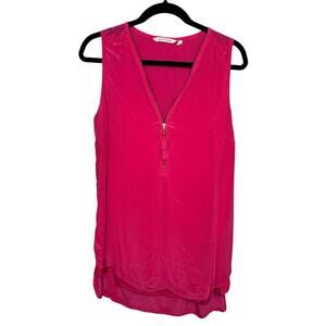 Soft Surroundings Hot Pink Gold Zip Front Tunic Tank Top Viscose Size M